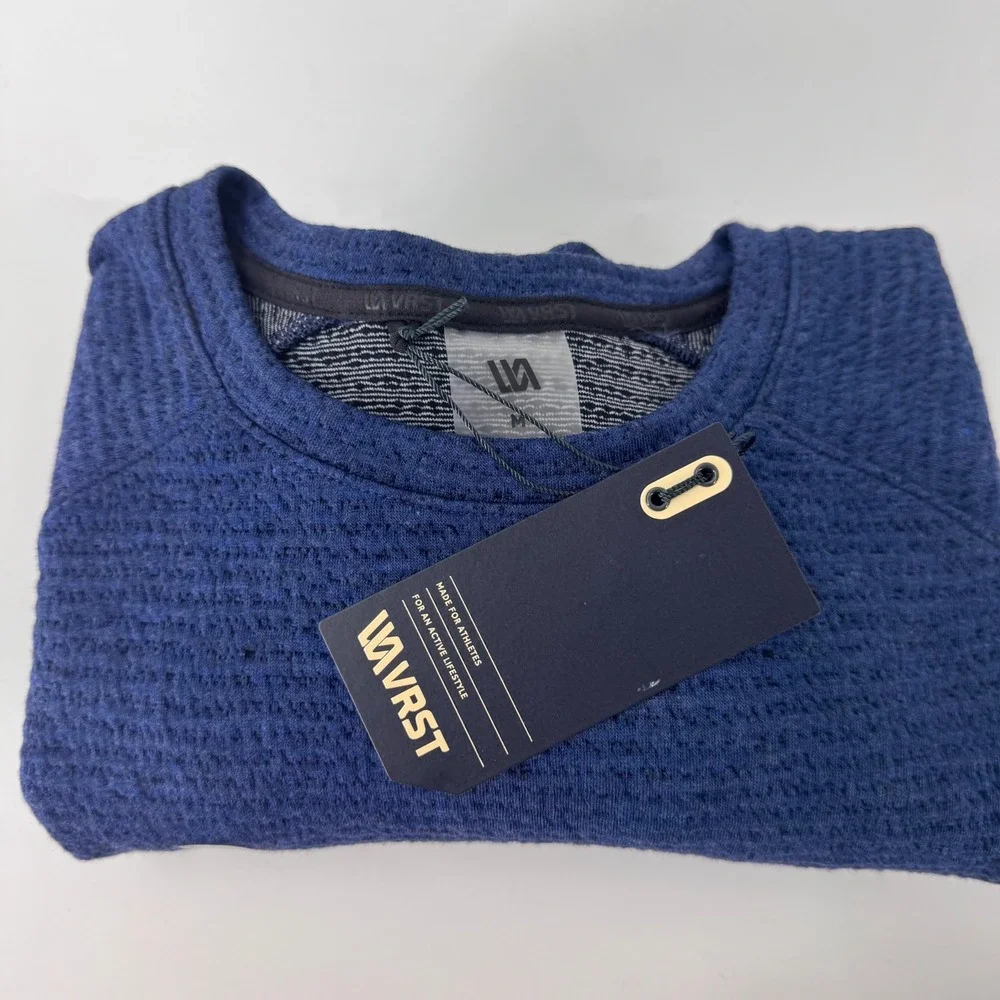 VRST Mens Recharge Lunar Crew Neck Sweatshirt Dark  Blue Textured UPF 50+ M NEW